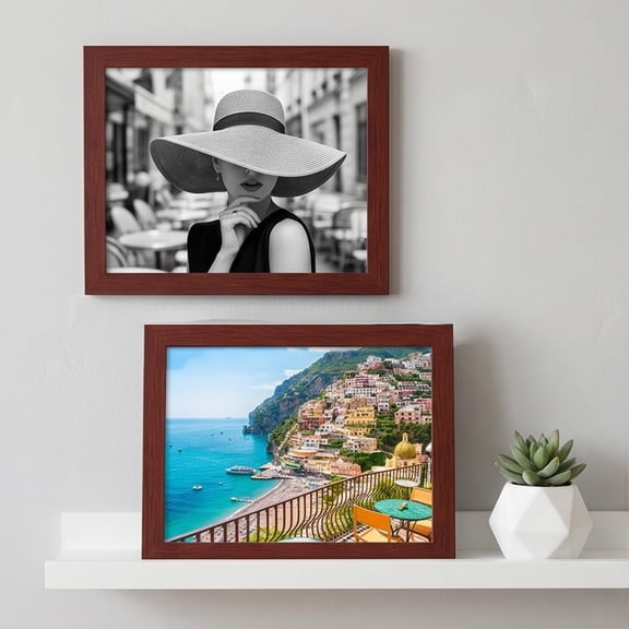 Fiaya Women 8x10 Inch Photo Frame, Dark Gray Wood Picture Frame for Wall or Tabletop, 5-Pack Display, Collage Frame Set