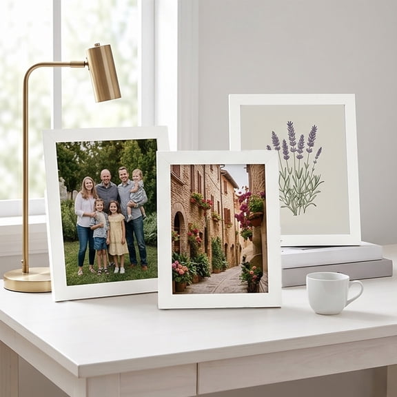 Fiaya Women 8x10 Inch Photo Frame, White Wood Picture Frame for Wall or Tabletop, 5-Pack Display, Collage Frame Set