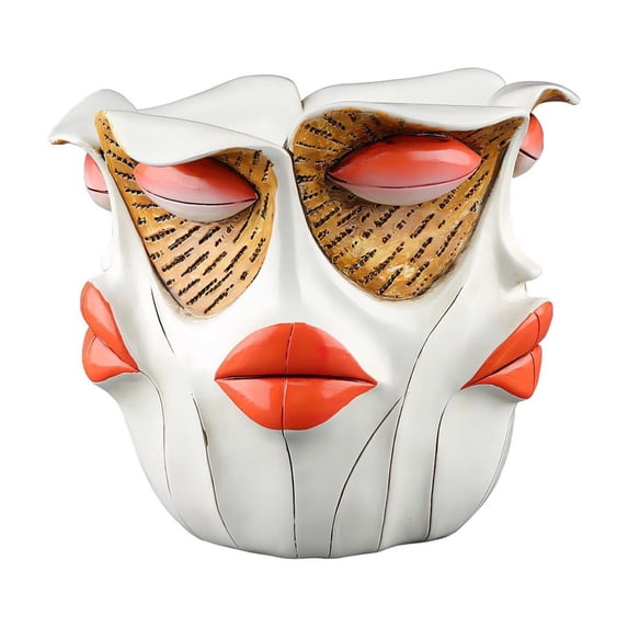 Fiaya Women Abstract Face Flower Pot Ornaments, 1Pc Fun Unique Colorful Head Planters, Resin Art Flower Pot Container for Indoor Outdoor Gardening Potted Plants, 5.04×5.91inch (B)