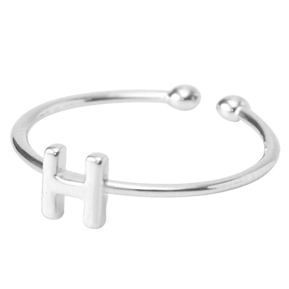 Fiaya Women Adjustable Initial Rings, 1pc Simple Style Literary Temperament Letter Ring, Daily Jewelry for Women Holiday Party Gift (H)