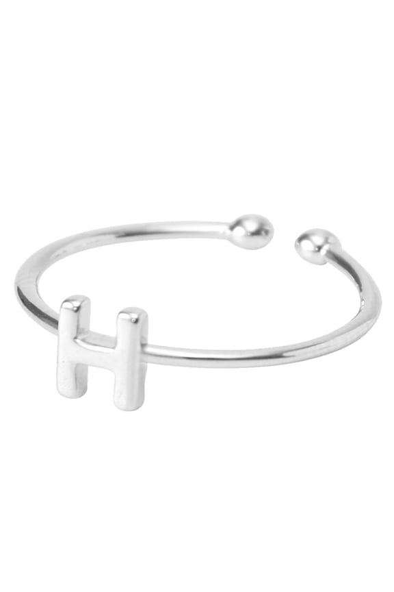 Adjustable Initial Rings, 1pc Simple Style Literary Temperament Letter Ring, Daily Jewelry for Women Holiday Party Gift (H)