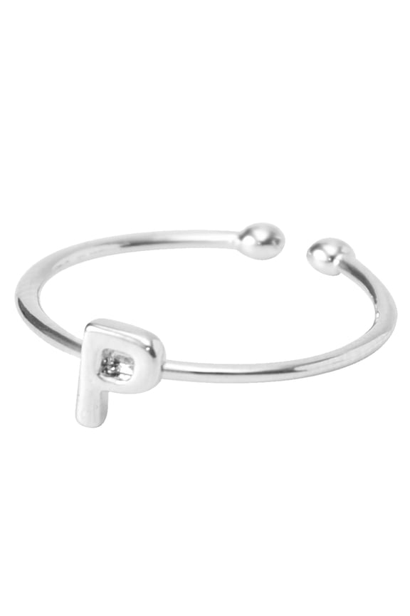 Adjustable Initial Rings, 1pc Simple Style Literary Temperament Letter Ring, Daily Jewelry for Women Holiday Party Gift (P)