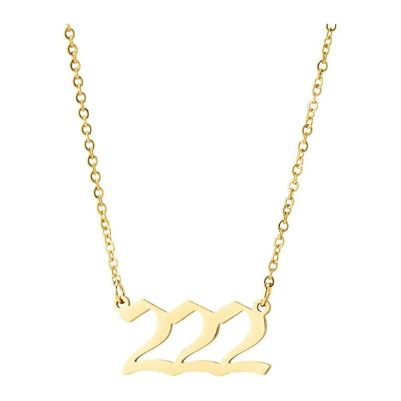 Fiaya Women Angel Number Necklace, Fashionable Light Luxury Retro Pendants Choker for Women, Numerology Minimalist Jewelry (Gold-222)