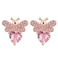 thumbnail image 1 of Fiaya Women Bee Faux Diamond Jewelry Set, Only 1pair Cute Bee Zircon Earring, Jewelry Accessories for Women Anniversary Gift (Rose Gold), 1 of 4