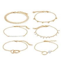Fiaya Women Bracelet Women's Bangle, 6pcs Gold Herrungbone Infinity Link Stacking Chain Dainty Layered Fashion Delicate Jewelry Gifts for Women