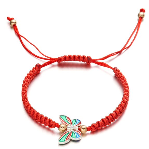 Fiaya Women Colorful Butterfly Woven Bracelet, 1Pc Adjustable String Lucky Butterfly Friendship Bracelets, Handmade Braided Rope Bracelets for Women Men Jewelry Gifts (C-White)