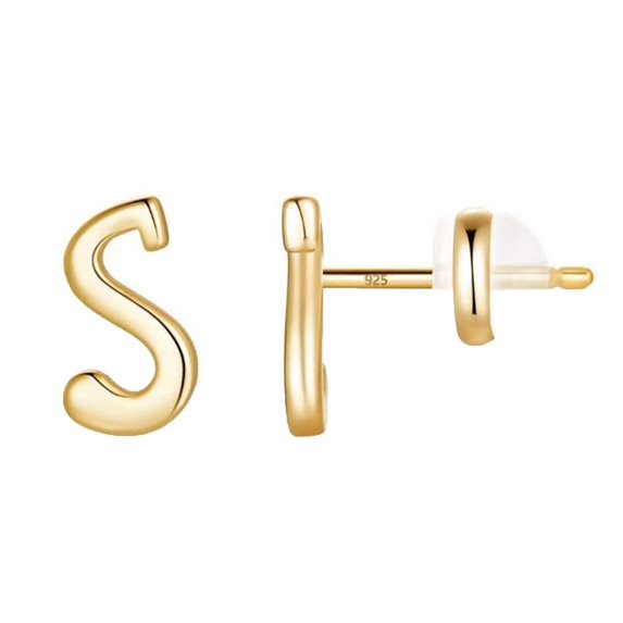 Fiaya Women Creative Fashion Earrings for Women, Gold 26 English Letters Earrings, Jewelry Gifts for Daughter Sister (S)