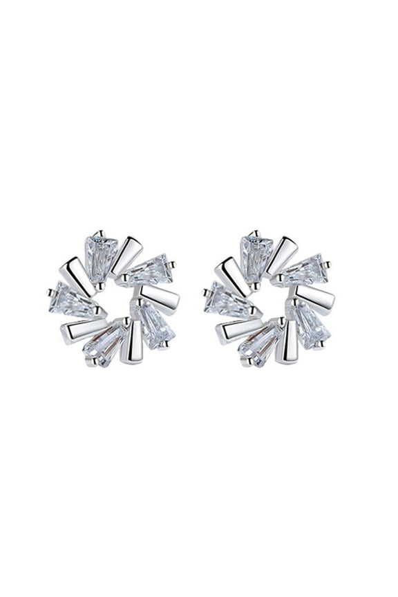 Creative Fashion Studs for Women, Ice Crystal Flower Trapezoid Earrings, Jewelry Gifts for Daughter Sister