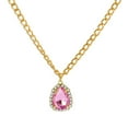 thumbnail image 1 of Fiaya Women Crystal Chain Necklace for Women Trendy, Imitation Diamond Pendant, Statement Cubic Zirconia Boho Jewelry Set (Pink), 1 of 1