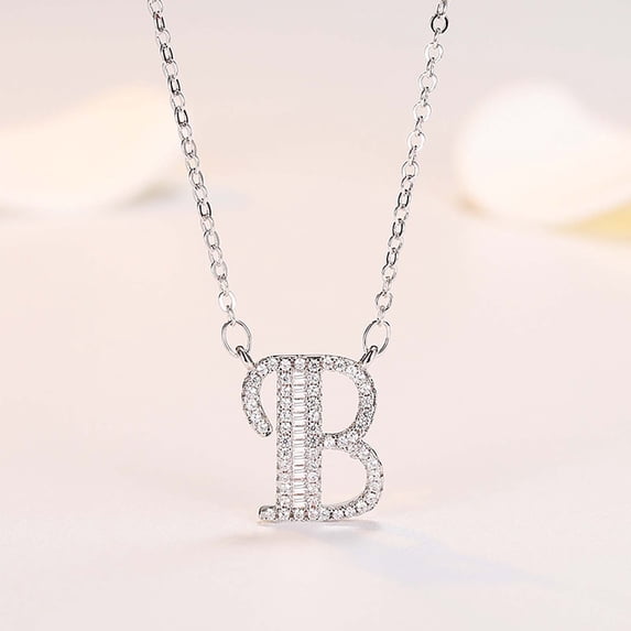 Fiaya Women Custom Initial Pendant Necklace DIY Letter B Alphabet Jewelry for Daughter Gift