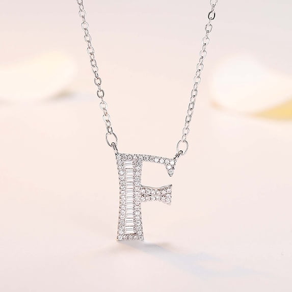 Fiaya Women Custom Initial Pendant Necklace DIY Letter F Alphabet Jewelry for Daughter Gift