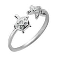 thumbnail image 1 of Fiaya Women Cute Turtle Starfish Asymmetric Small Open Rings, 1pc Women Dainty Animals Adjustable Knuckle Rings, Thin Tiny Finger Rings for Daughter Bff Birthday (Silver), 1 of 7