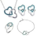 thumbnail image 1 of Fiaya Women Double Heart Rhinestone Jewelry Set of 5, Necklace Bracelet Ring Earrings Set, Jewelry Accessories for Women Anniversary Gift (A), 1 of 1