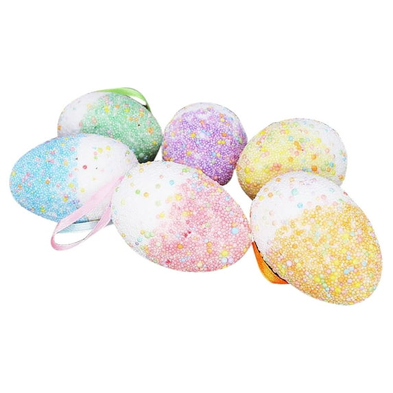 Fiaya Women Easter Egg Hanging Ornament Set, 6 Pieces Colorful Foam Egg Pendant, Mini DIY Crafts for Easter Home Party Supplies Decoration (2.36×1.57inch-D)