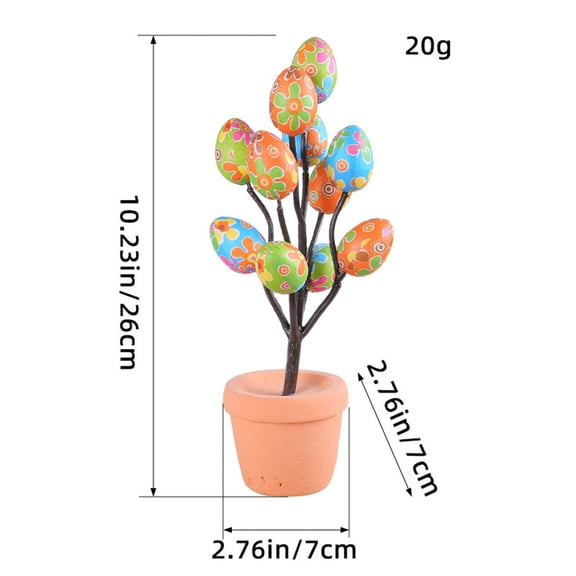 Fiaya Women Easter Egg Potted Plant Decoration, 1pc 10.23inch Artificial Tree Bonsai Ornaments, Colorful Eggs Gift for Spring Party Home Garden Decor (J)