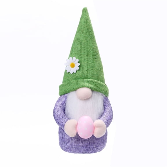 Fiaya Women Easter Faceless Plush Gnome Decor, 1pc 14 inch Bunny Gnomes with Egg Figurines, Easter Theme Party Favor for Spring Home Tabletop Gifts (Green)