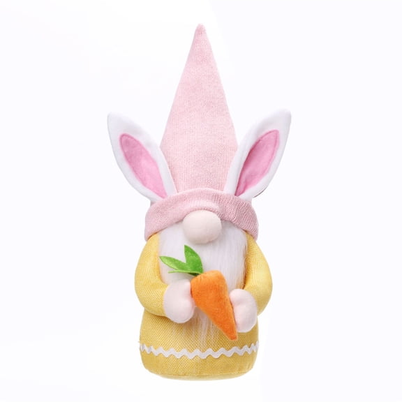Fiaya Women Easter Faceless Plush Gnome Decor, 1pc 14 inch Bunny Gnomes with Egg Figurines, Easter Theme Party Favor for Spring Home Tabletop Gifts (Pink)