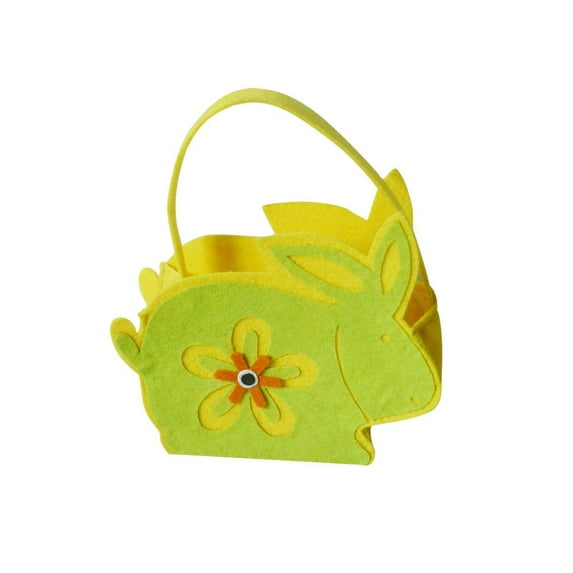 Fiaya Women Easter Gift Basket with Handles, 1Pc Bunny Shape Candy Cookie Bags, 6.9 × 5.3 inch Easter Hunting Handbag for Party Decor Holiday Biscuit Baking Packing Supplies (Green)