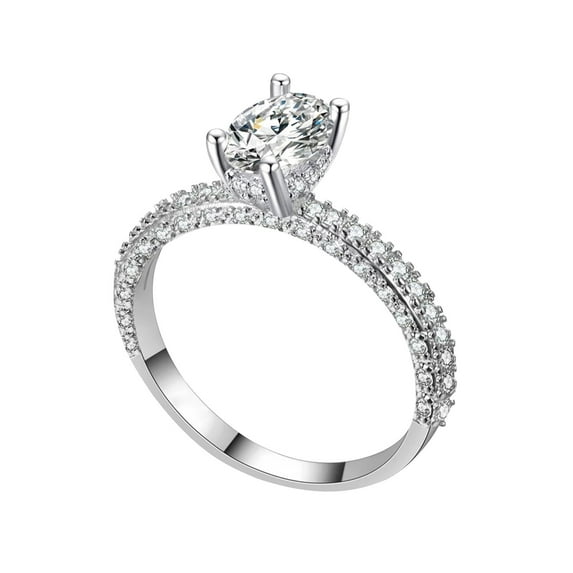 Fiaya Women Elegant Rhinestone Ring, 1pc Alloy Cubic Zirconia Ring, Daily Jewelry Accessories for Women Holiday Party Gift (Silver-9)