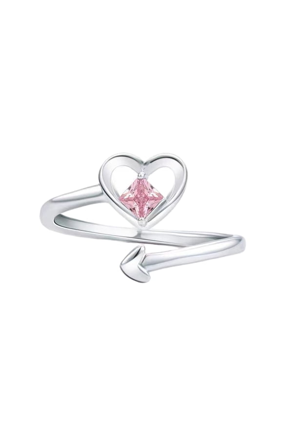 Exquisite Love Zircon Inlaid Open Ring, 1pc Pink Heart Arrow Ring for Women, Sweet High End Unique Design Fashionable Versatile Jewelry