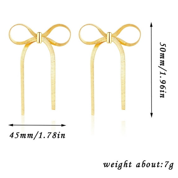 Fiaya Women Fashion Bow Earrings, 1Pairs Simple Lightweight Bow Ribbon Studs, Daily Earrings Jewelry Accessory Presents for Women (Gold-C)