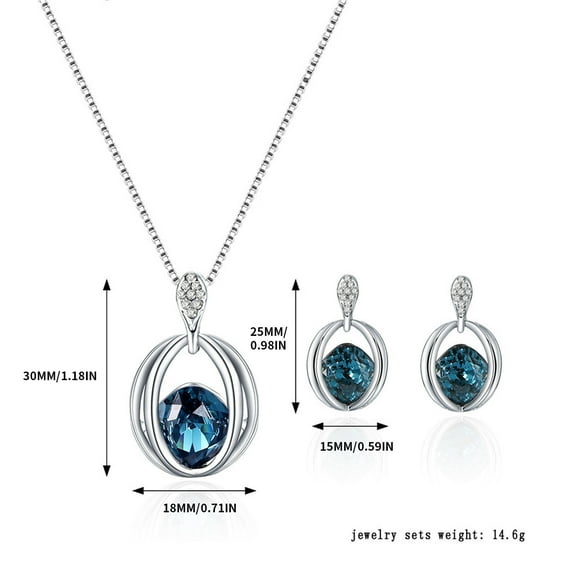 Fiaya Women Fashion Pendant Necklace Earring Set Women Wedding Party Jewelry Set Gift (Green)