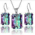 thumbnail image 1 of Fiaya Women Fashion Vintage Square Crystal Set, Charm Earring Necklace Set of 3, Jewelry Accessories for Women Anniversary Gift (MR), 1 of 2