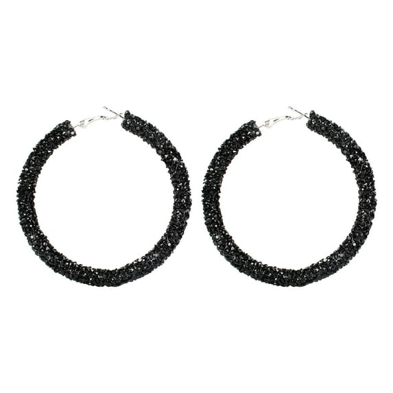 Fiaya Women Glitter Rhinestone Hoop Earrings, Circle Sparkle Crystal Wrapped Drop Dangle Earrings, Statement Jewelry for Women (D)