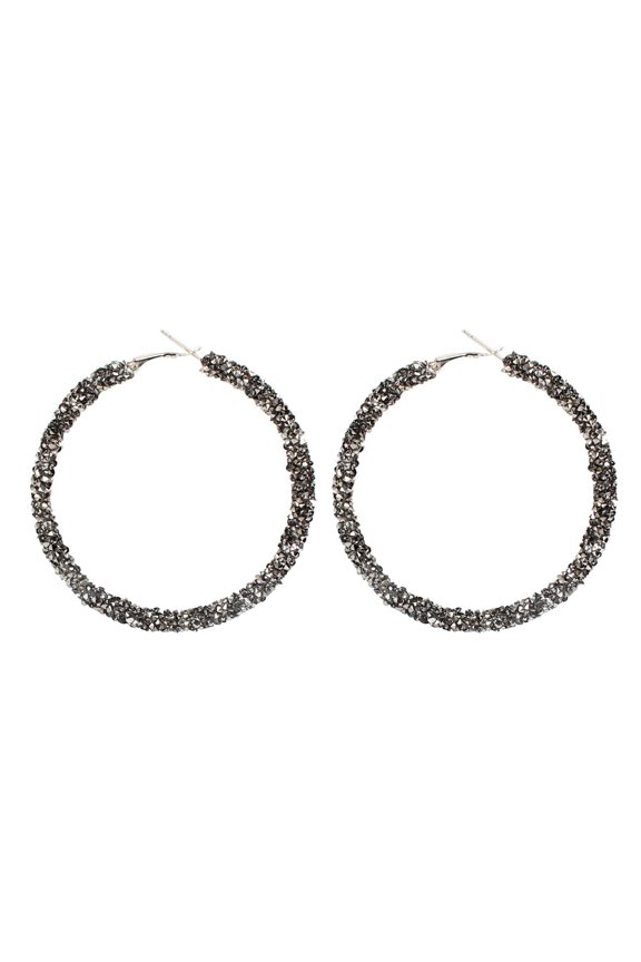 Glitter Rhinestone Hoop Earrings, Circle Sparkle Crystal Wrapped Drop Dangle Earrings, Statement Jewelry for Women (I)