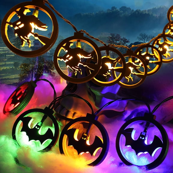 Fiaya Women Halloween Lights Battery Operated Decorations,LED Bat Skeleton String Lights Battery Operated,Scary Hanging Lighted Decoration for Indoor Outdoor Home Party