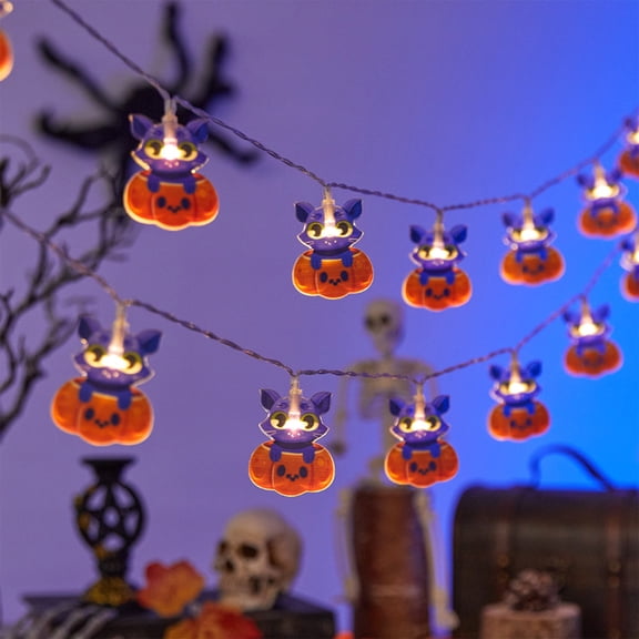 Fiaya Women Halloween Pumpkin Cat String Lights, Halloween Cat Decorations Lamp, Pumpkin LED Decoration Lights, Pumpkin Shape String Lights, Halloween Indoor Outdoor Patio Party Holiday Decor