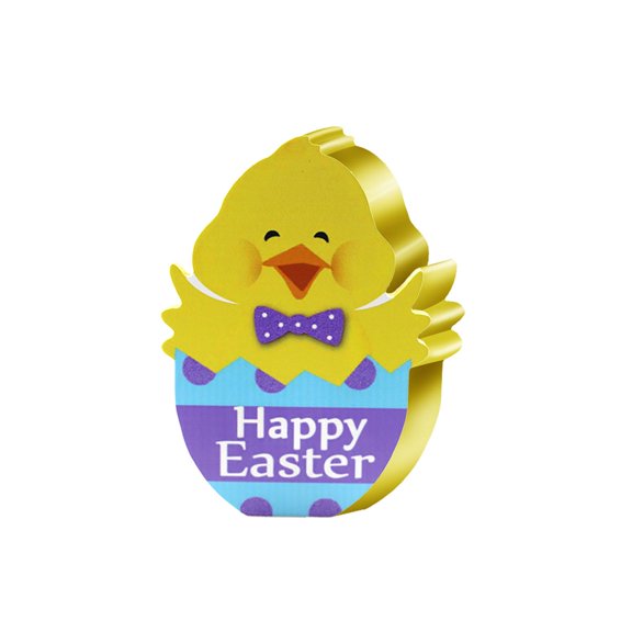 Fiaya Women Happy Easter Wood Decorations, 1pc Colorful Chick with Egg Desktop Ornament, Chick Pattern Table Decor for Home Office Party, 6×4inch (A)