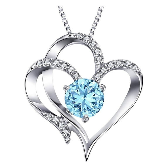 Fiaya Women Heart Birthstone Necklaces for Women, Love Heart Pendant Necklace,Mother’s Day Birthday Anniversary Valentine Jewelry Gift for Girlfriend Wife Mom Lady (G)