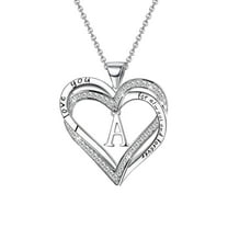 Fiaya Women Heart Initial Necklaces for Women, 14K Gold Plated Cubic Zirconia Heart Initial A-Z Pendant Necklace Dainty Heart Necklaces for Women Jewelry Gifts (A)