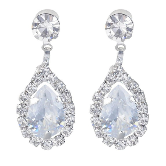 Fiaya Women Imitation Diamond Dangle Earrings, Rhinestone Drop Earrings, Teardrop Cubic Zirconia Earrings, Wedding Costume Jewelry Gift for Women