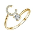 thumbnail image 1 of Fiaya Women Initial Letter Ring, 1pc Gold Stackable Alphabet Rings, Adjustable Cubic-Zirconia Inlaid Initial Rings for Women Holiday Party Gift (C), 1 of 1