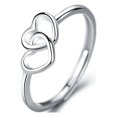 thumbnail image 1 of Fiaya Women Interlocking Double Heart Ring, 1pc Adjustable Love Heart Knot Stackable Rings, Dainty Fashion Jewelry for Women Holiday Party Gift, 1 of 6