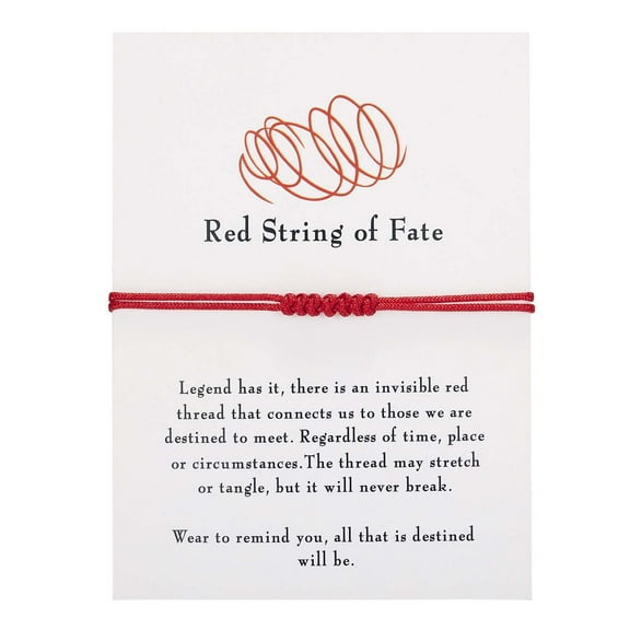 Fiaya Women Knotted Red Rope Bracelet, 1pc Lovers Paper Card Bracelet, Red String Bracelets, Adjustable Red Knot String Bracelet Amulet for Protection, Evil Eye and Good Luck (C)
