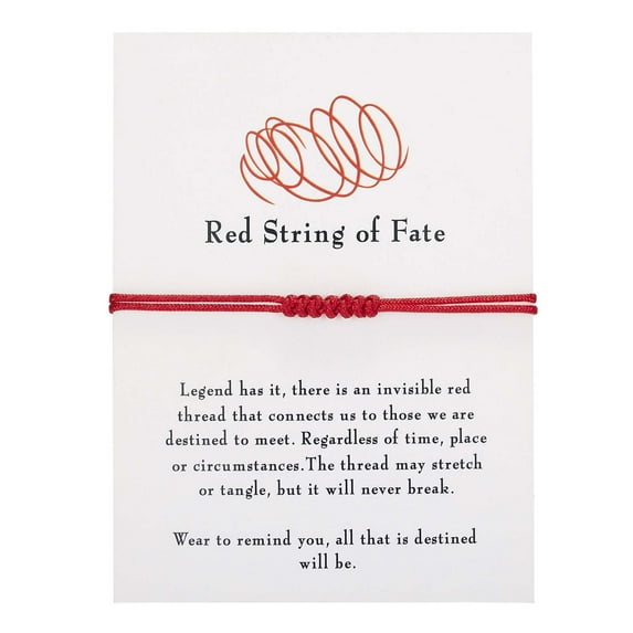 Fiaya Women Knotted Red Rope Bracelet, 1pc Lovers Paper Card Bracelet, Red String Bracelets, Adjustable Red Knot String Bracelet Amulet for Protection, Evil Eye and Good Luck (C)