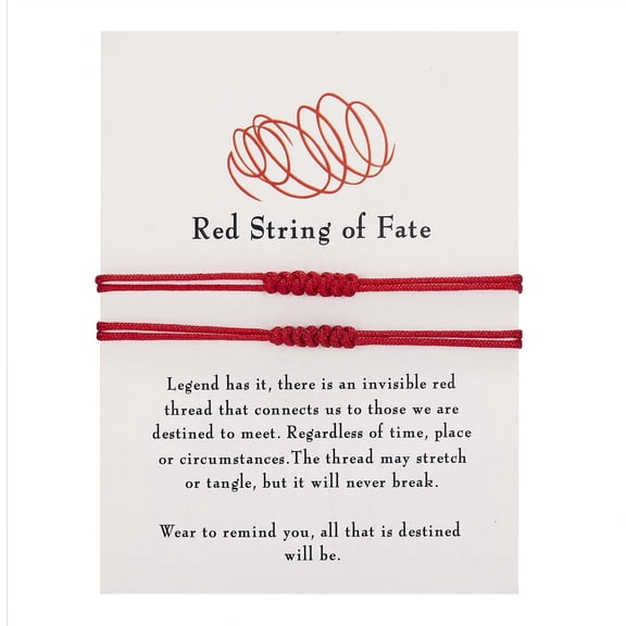 Fiaya Women Knotted Red Rope Bracelet, 1pc Lovers Paper Card Bracelet, Red String Bracelets, Adjustable Red Knot String Bracelet Amulet for Protection, Evil Eye and Good Luck (D)