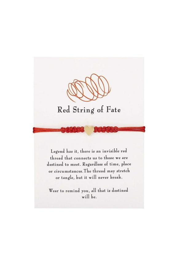 Knotted Red Rope Bracelet, 1pc Lovers Paper Card Bracelet, Red String Bracelets, Adjustable Red Knot String Bracelet Amulet for Protection, Evil Eye and Good Luck (E)