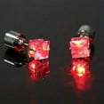 thumbnail image 1 of Fiaya Women LED Light Up Earrings, 1 Pairs Bright Stylish Glow Studs, Shiny Square Diamond Crown Ear Drop for Women Men Girlfriend Boyfriend (Red), 1 of 2