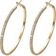 thumbnail image 1 of Fiaya Women Large Rhinestone Hoop Earrings, 1Pairs Sparkly Big Cubic Zirconia Earrings, Thin Rhinestones Round Hoop Earrings for Women (Gold), 1 of 2