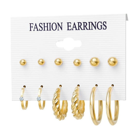 Fiaya Women Minimalist Hoop Earrings Set, 6 Pairs Gold Earring for Women, Fashion Jewelry Gifts for Daughter Sister