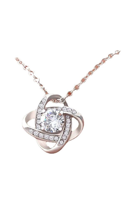 Moissanite Pendant Necklace, 1Pc Simple Silver Love Knot Birthstone Clavicle Chain, Dainty Necklace Jewelry Gift for Birthday Anniversary Mother's Day