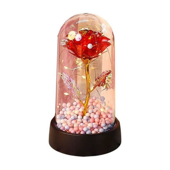 Fiaya Women Mother's Day Eternal Rose, 1Pc Flashed LED Light up Glass Rose, Artificial Forever Flower for Mother's Day Anniversary Birthday, Gifts for Women Mom Wife Girlfriend (D)