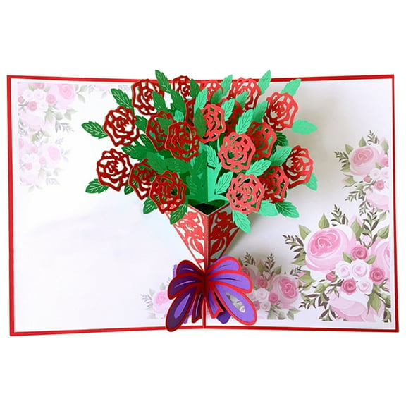 Fiaya Women Mother's Day Flower Pop Up Cards, 1Pc 3D Flower Bouquet Pattern Greeting Card, Creative Gift Cards for Mother's Day Party Gift Supplies, 5.9 x 7.8 Inches (C)