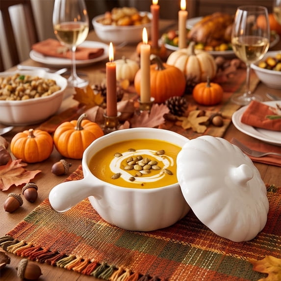 Fiaya Women Plastic Pumpkin Shaped Bowl with Lid, 5.9 Inch Storage Container, Thanksgiving Halloween Food Serving Bowl for Fruit Snack Kitchen
