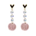 thumbnail image 1 of Fiaya Women Pom Pom Earrings for Women, Trendy Puffy Dangle Earrings, Faux Fur Ball Fluffy Earrings, Prom Puffy Round Earrings, Fun Fairy Earrings for women (Pink), 1 of 3