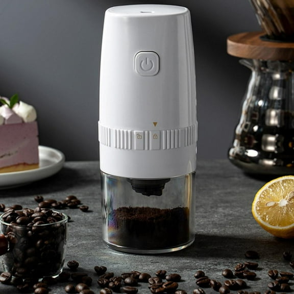 Fiaya Women Portable Electric Coffee Grinder, 1Pc Small Electric Coffee Bean Grinder, Adjustable Rechargeable Coffee Grind Tool for Household Office Travel (White)
